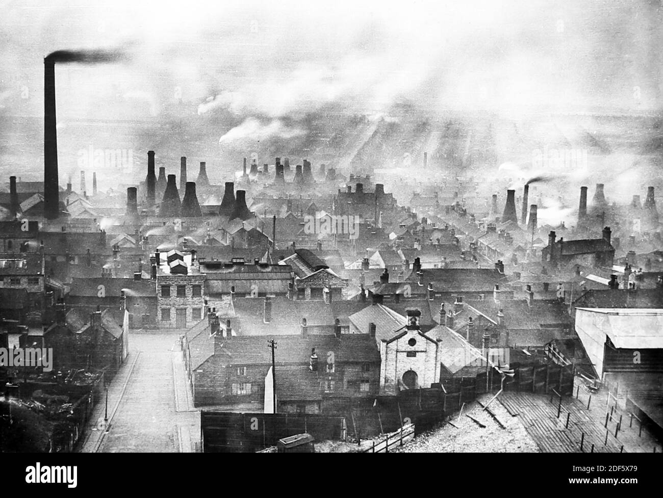 Panorama industrial, Hanley, Stoke on Trent, principios de 1900 Foto de stock