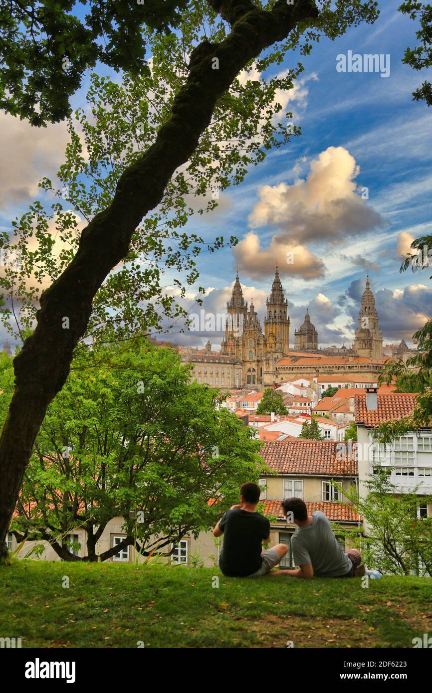 Catedral del Parque Alameda, Santiago de Compostela, provincia de a Coruña, Galicia, España Foto de stock