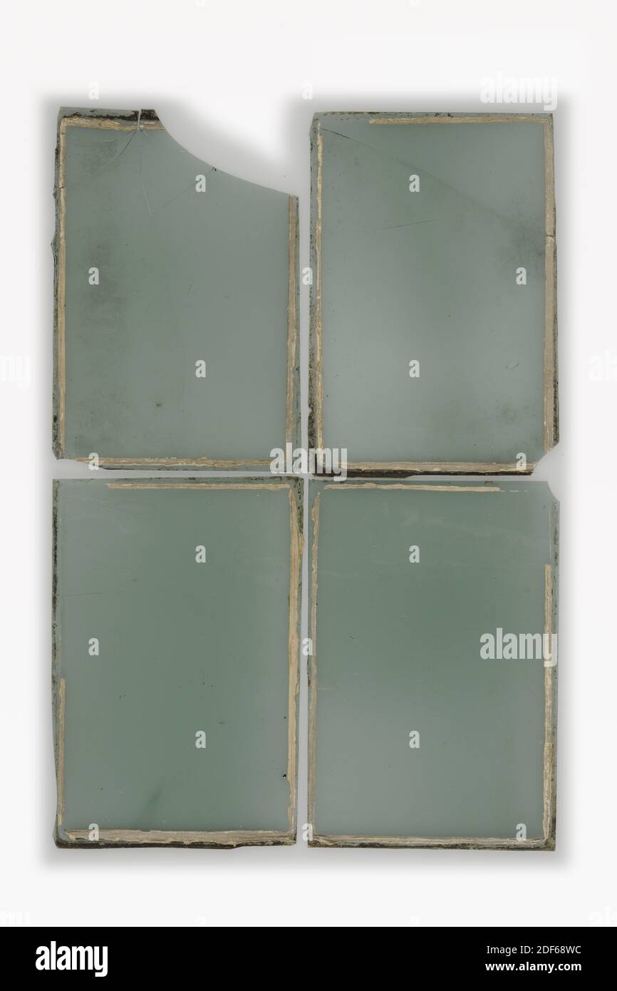 Ventana, Anónimo, segunda mitad del siglo 17, por ventana aprox.: 25.5 x 18 x 0,2cm (255 x 180 x 2mm), plomo, dieciséis ventanas de una puerta de madera de pino. Cuatro de color verde claro y doce de vidrio sin color, 1935 Foto de stock