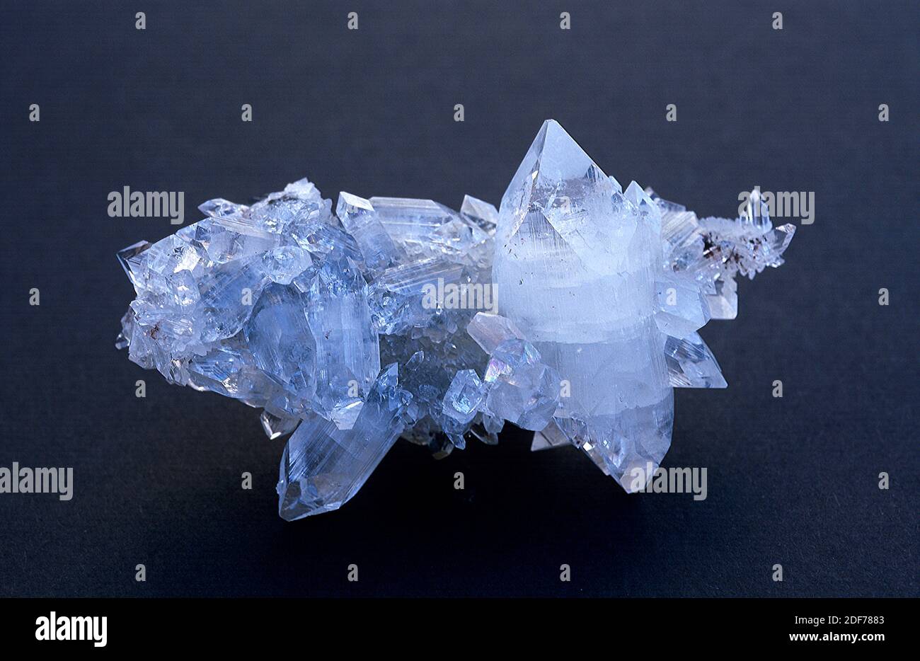 Apophyllite es un grupo de minerales de silicato (filosilicato). Muestra cristalizada. Foto de stock