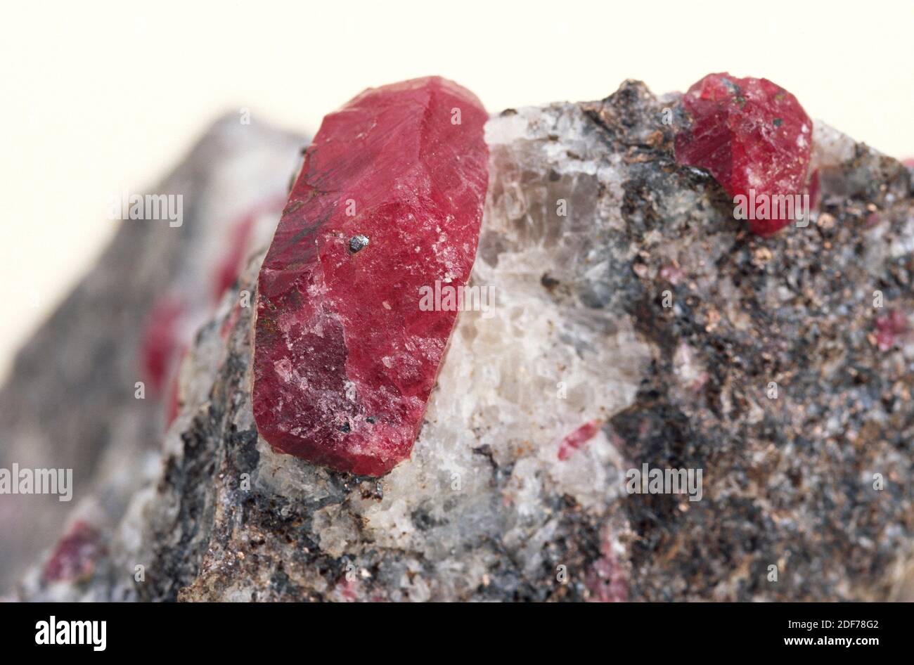 El corindón es un mineral de óxido de aluminio. Red variaty es rubí. Foto de stock
