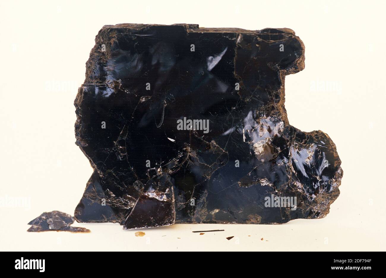 La biotita es un mineral de silicato del grupo de la mica. Muestra de hoja. Foto de stock