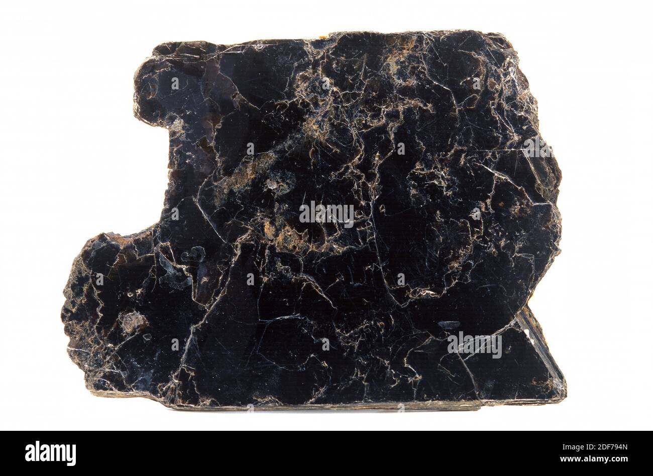 La biotita es un mineral de silicato del grupo de la mica. Muestra de hoja. Foto de stock