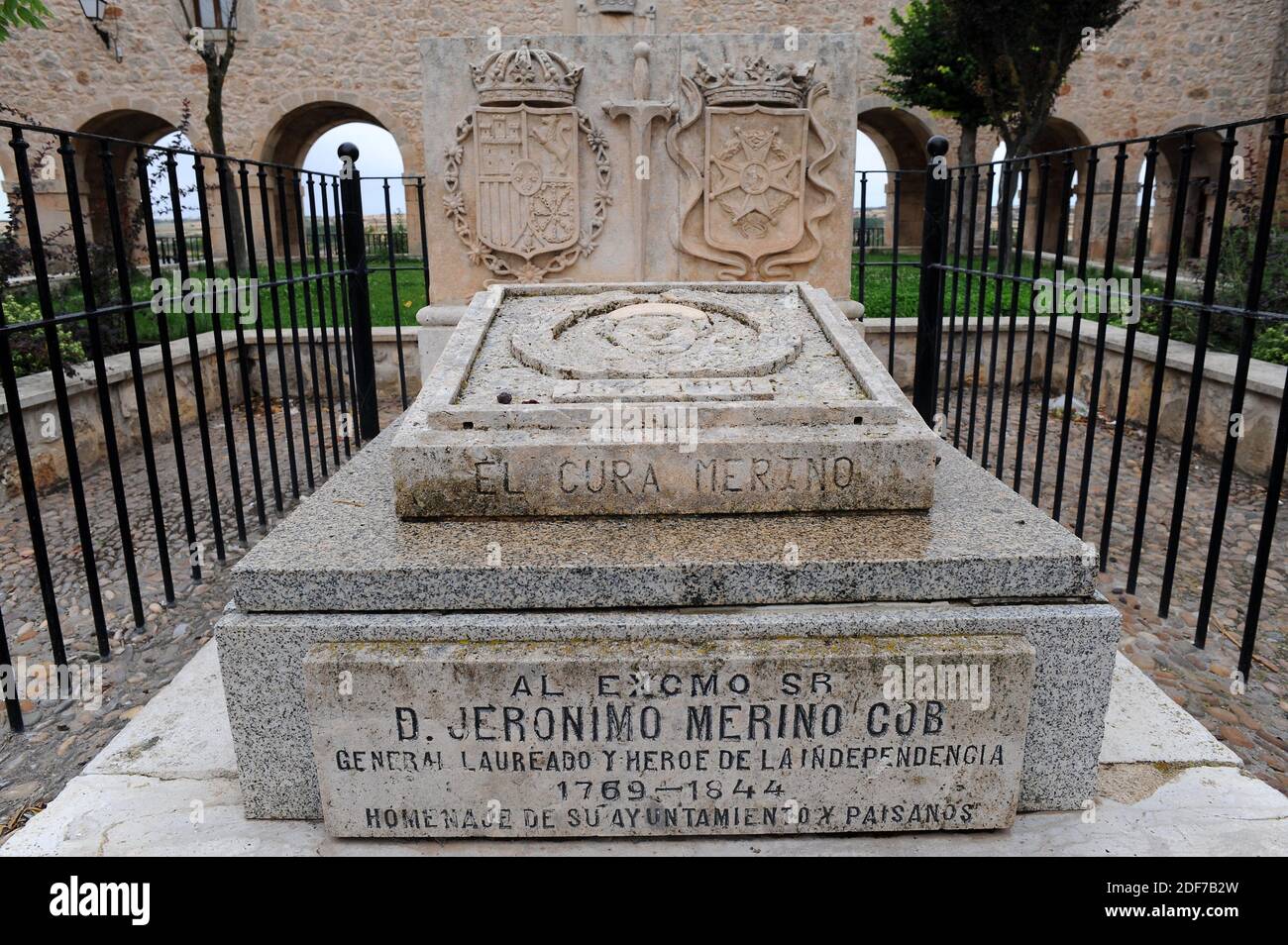 Lerma, tumba de Cura Merino (héroe de la independencia). Provincia de Burgos, Castilla y León, España. Foto de stock