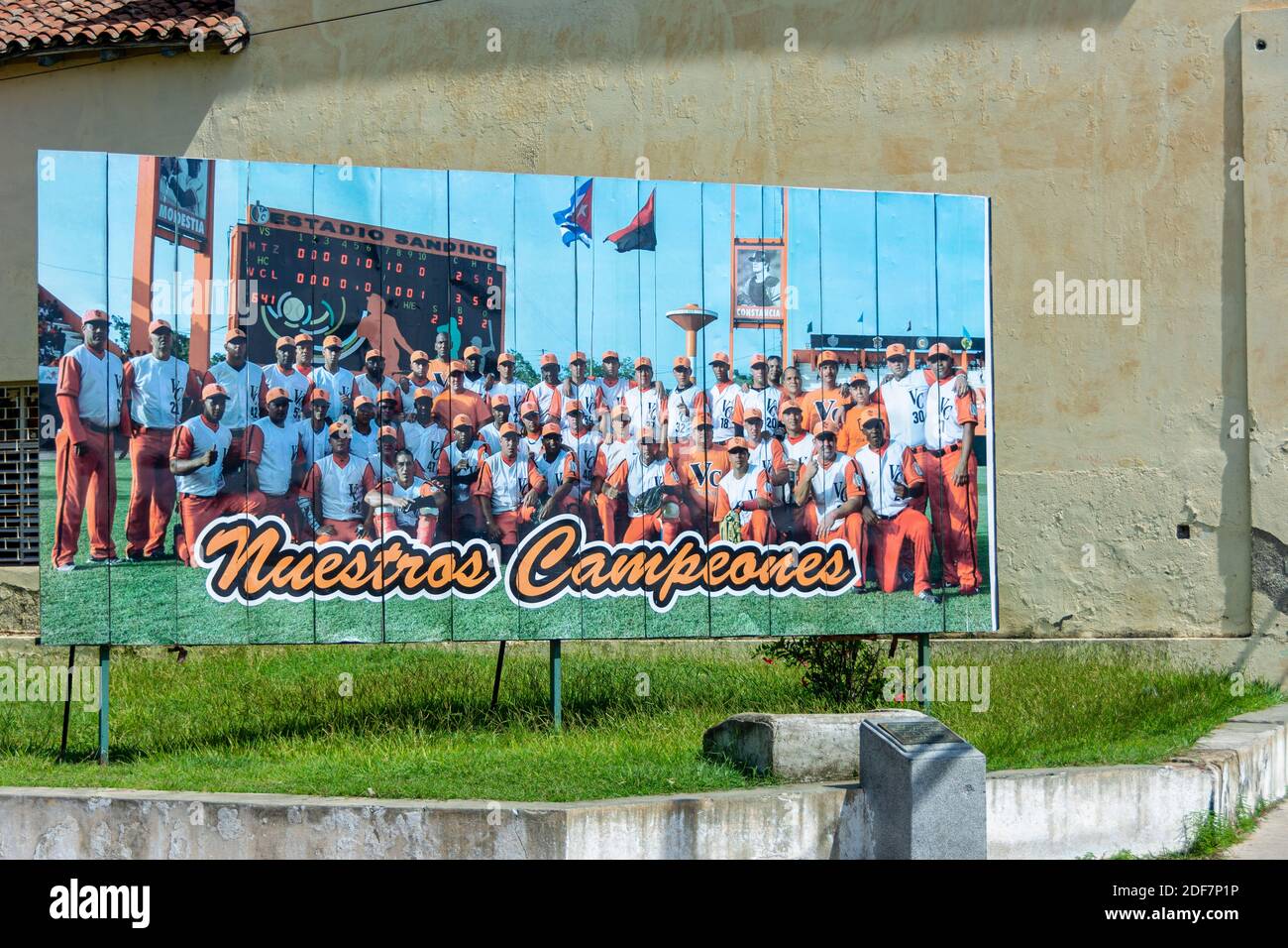 Cartel del equipo de béisbol en Santa Clara, Villa Clara, Cuba Foto de stock