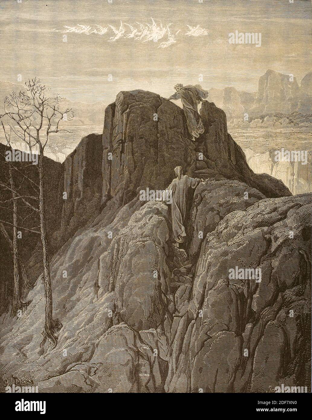 Dante - Divina Commedia - Purgatorio - Ilustración de Gustave Dorè - ascenso de Dante Foto de stock