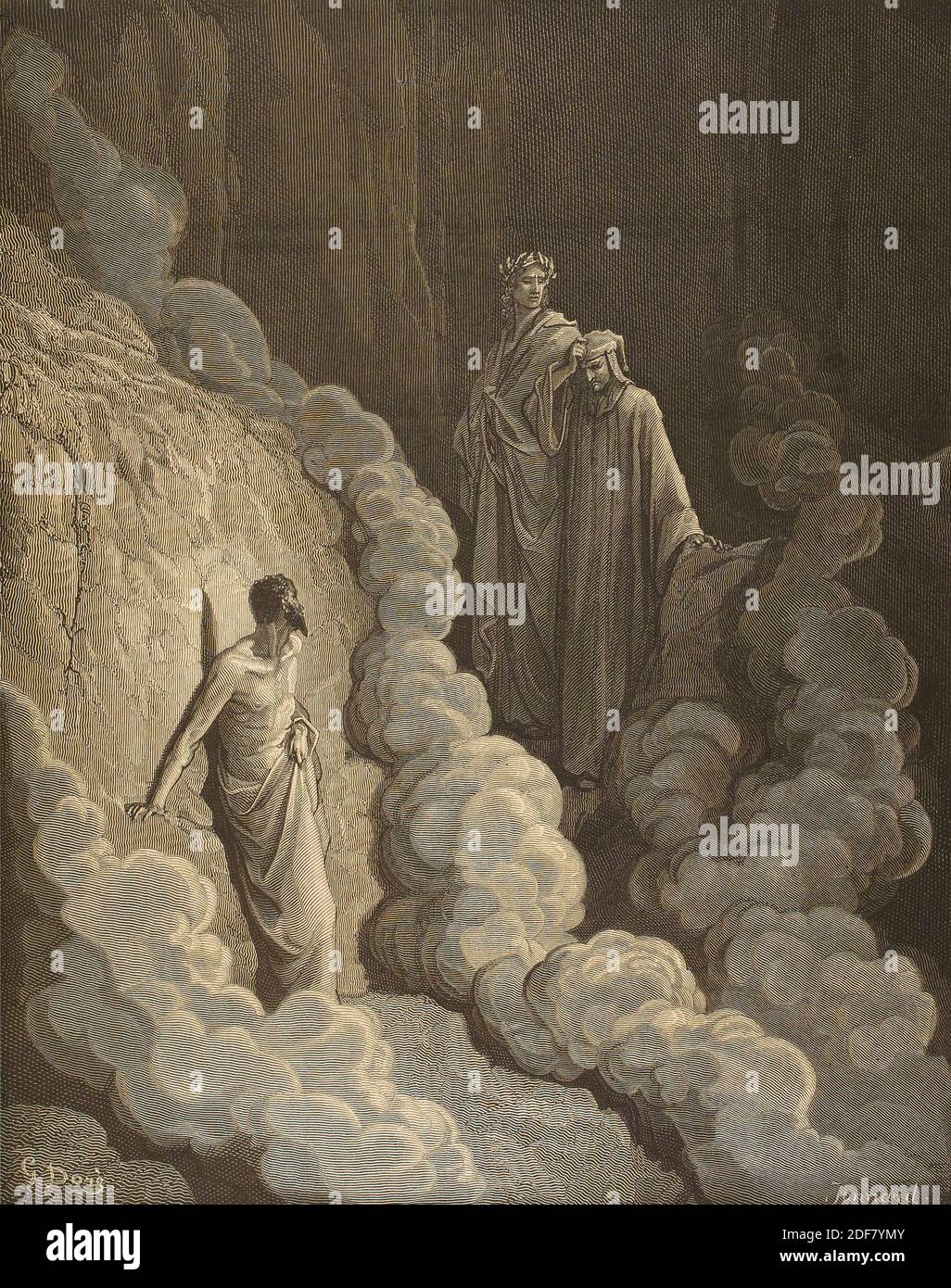 Dante - Divina Commedia - Purgatorio - Ilustración de Gustave Dorè - Canto XVI - Marco Lombardo Foto de stock