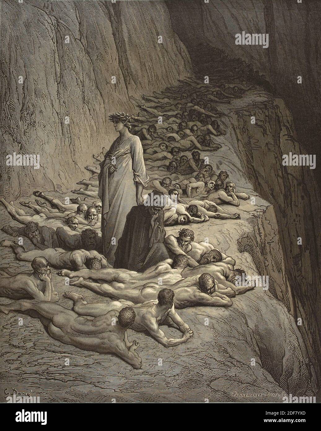 Dante - Divina Commedia - Purgatorio - Ilustración de Gustave Dorè - Canto XIX - estinoso Foto de stock