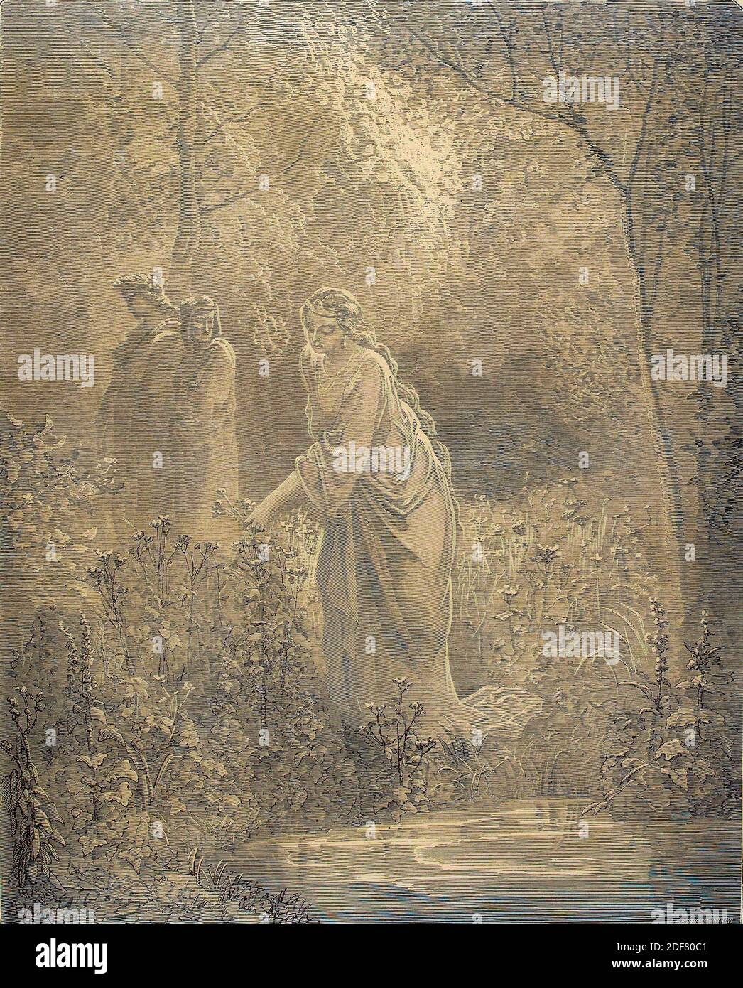 Dante - Divina Commedia - Purgatorio - Ilustración de Gustave Dorè - Canto XXVII - Lia Foto de stock