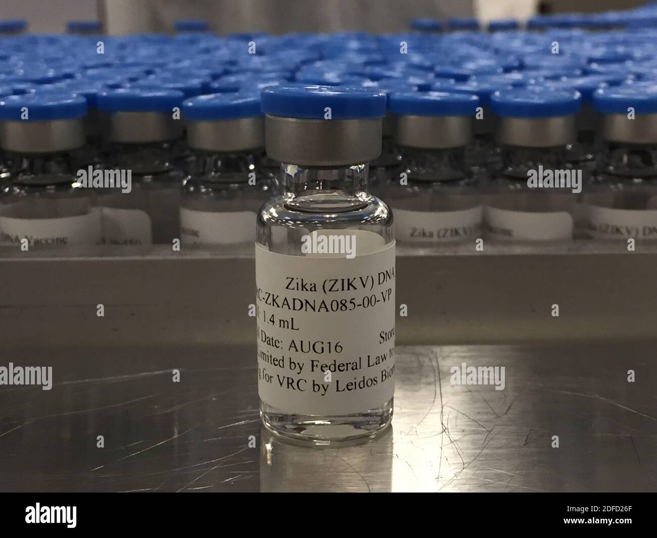 Vial de la vacuna de adn en fase de investigación del virus niaid zika Foto de stock