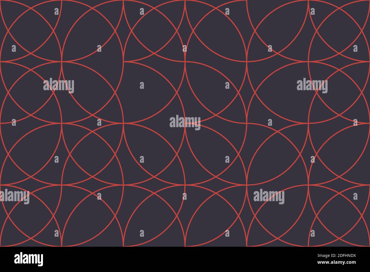 Patrón de fondo abstracto sin costuras hecho con líneas circulares formando formas geométricas. Arte vectorial moderno y sencillo en colores rojo y gris. Foto de stock