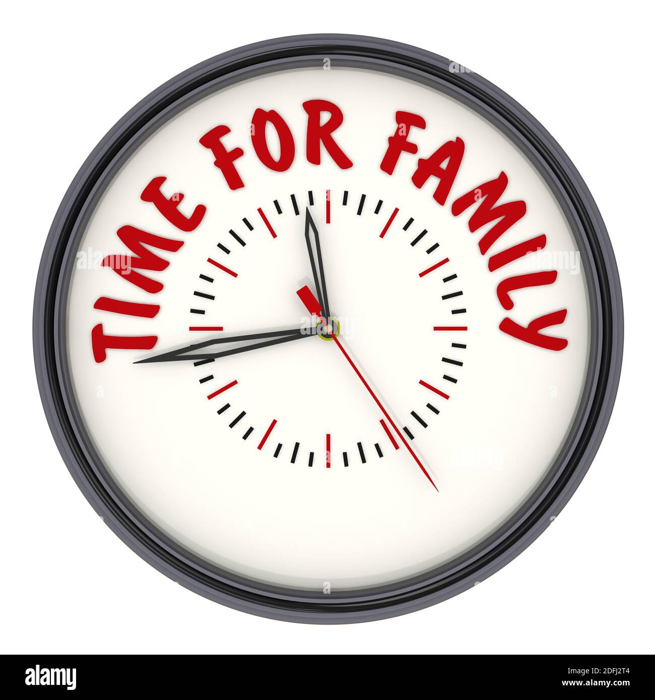 Tiempo para la familia. Reloj con texto. Reloj analógico con tiempo de  texto rojo PARA LA FAMILIA. Aislado. Ilustración 3D Fotografía de stock -  Alamy