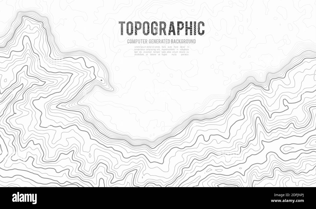 Contornos vectoriales gris de la topografía. Topografía montañosa geográfica ilustración vectorial. Patrón topográfico de la textura. Mapa de la tierra de terreno vectoriales Ilustración del Vector