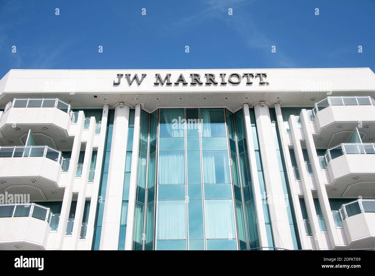 Una señal comercial del hotel JW MARRIOTT, el 13 de octubre de 2020 en Cannes, Francia. Foto de David Niviere/ABACAPRESS.COM Foto de stock