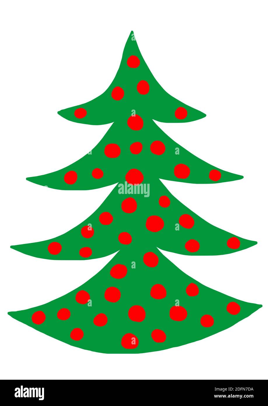 Ilustración ingenua, dibujo infantil, Navidad, árbol de Navidad, Austria Foto de stock