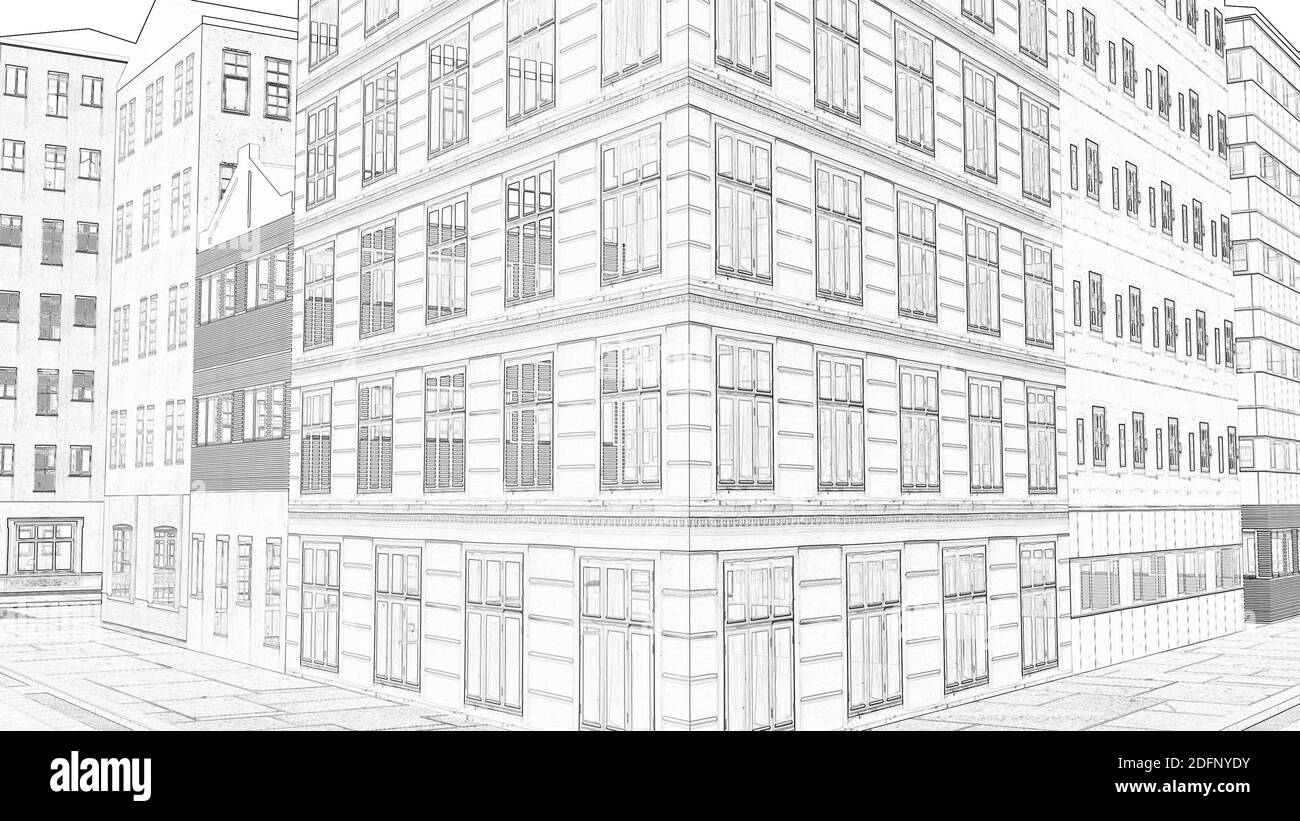 tímido Compasión conocido Dibujo moderno de edificios ciudad 3d ciudad presentación 3d Fotografía de  stock - Alamy