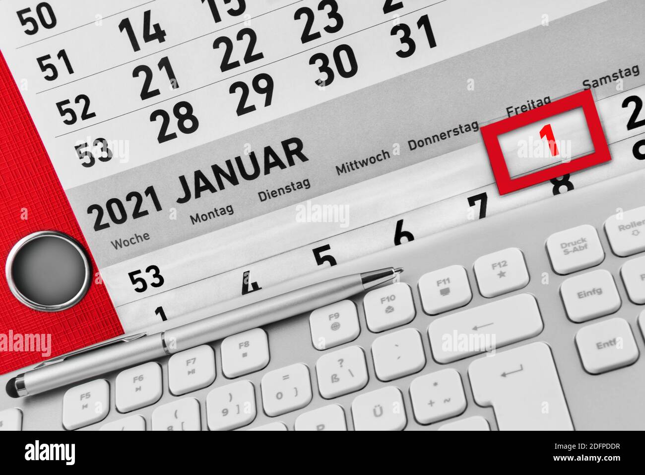 Calendario Alemán 1 de enero de 2021 Foto de stock