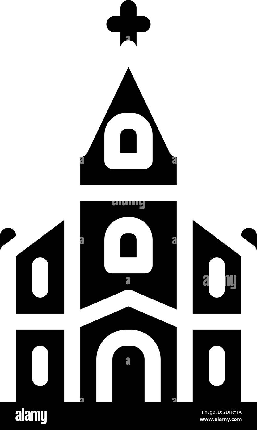 templo católico glifo icono vector ilustración negro Ilustración del Vector