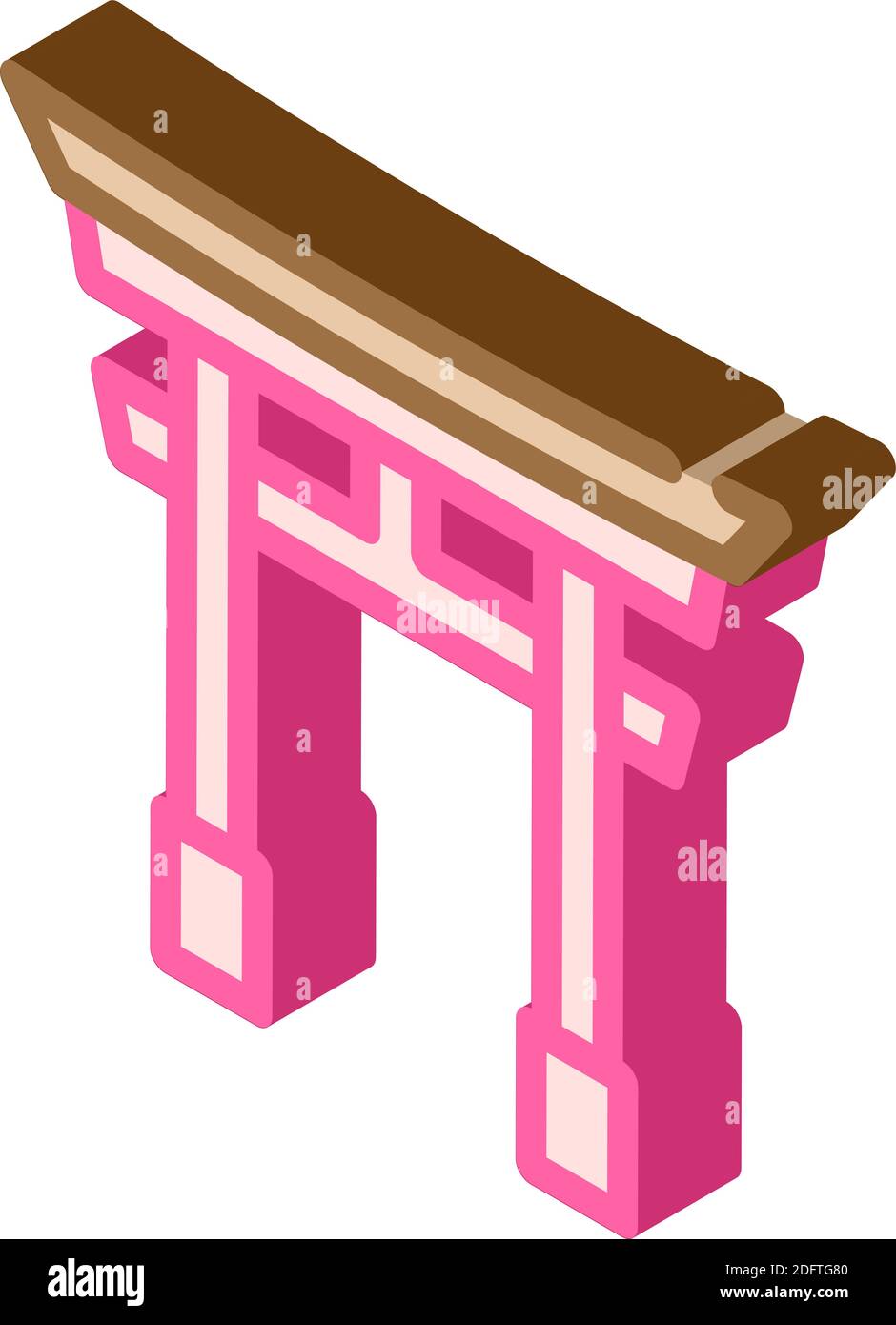 color de la ilustración vectorial del icono isométrico de la puerta torii Ilustración del Vector