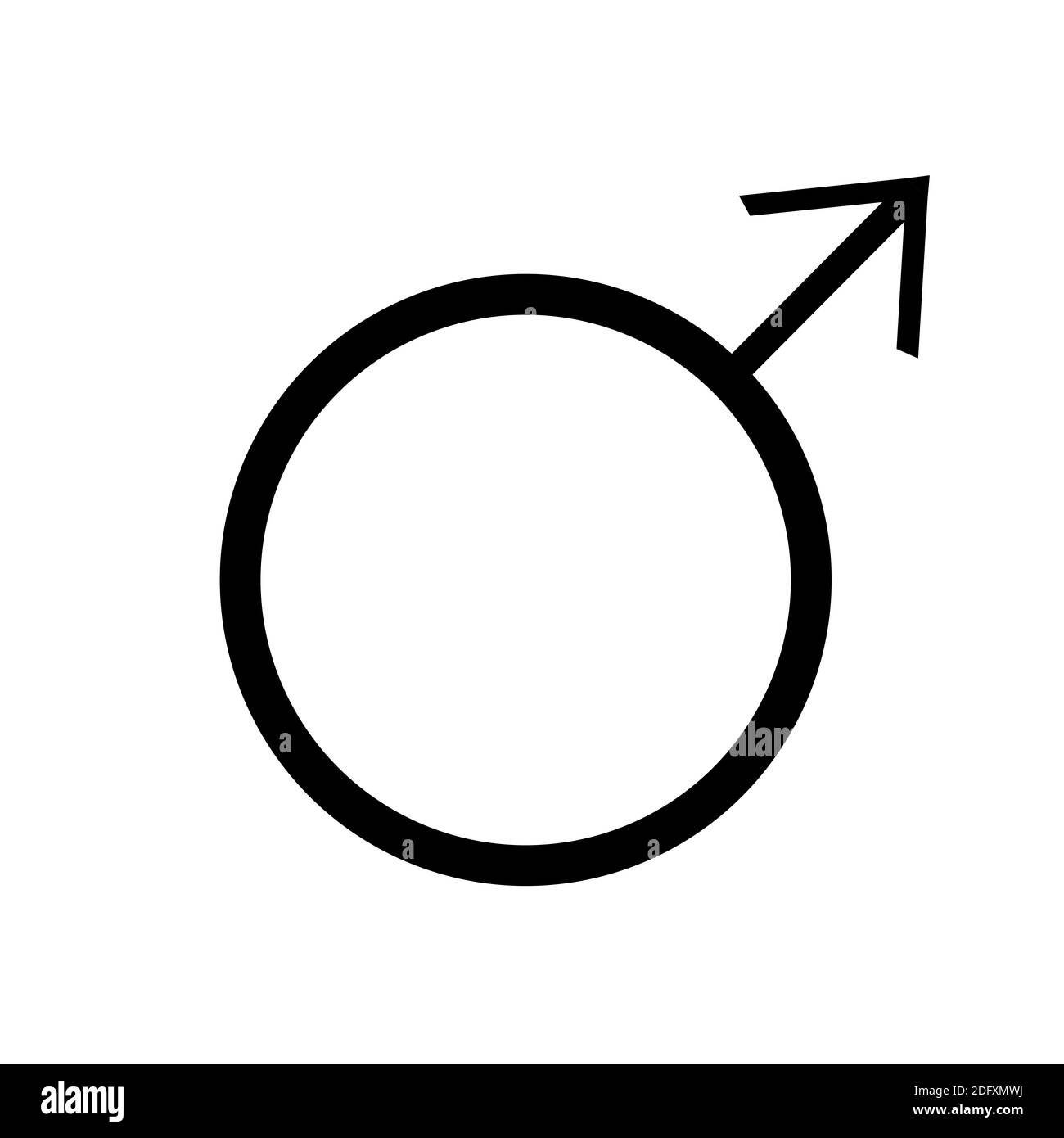 el símbolo de marte, uno de los símbolos de la alquimia. Icono de marte en blanco y negro. Foto de stock
