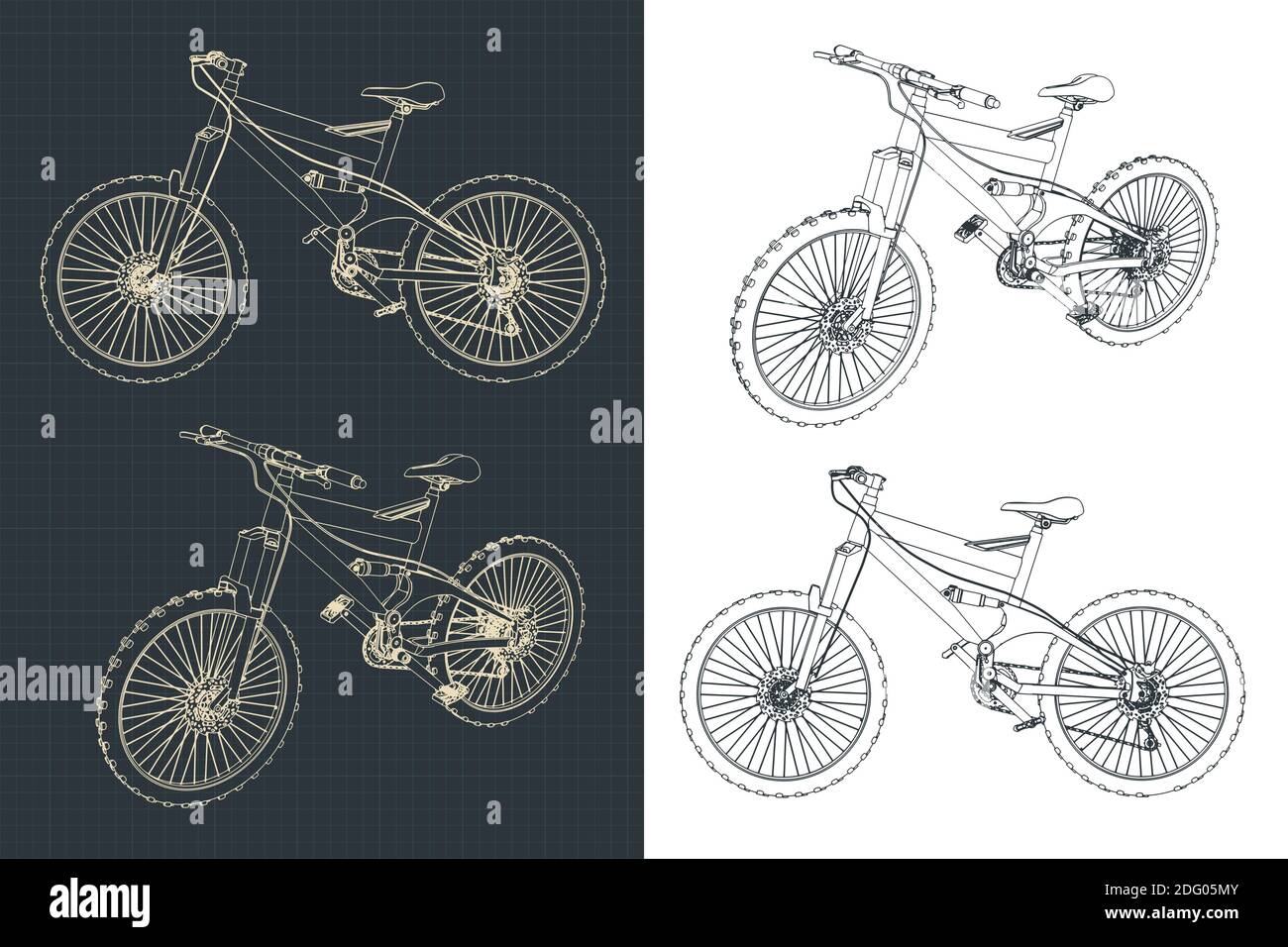 Ilustraciones vectoriales estilizadas de dibujos de bicicletas de montaña  Imagen Vector de stock - Alamy