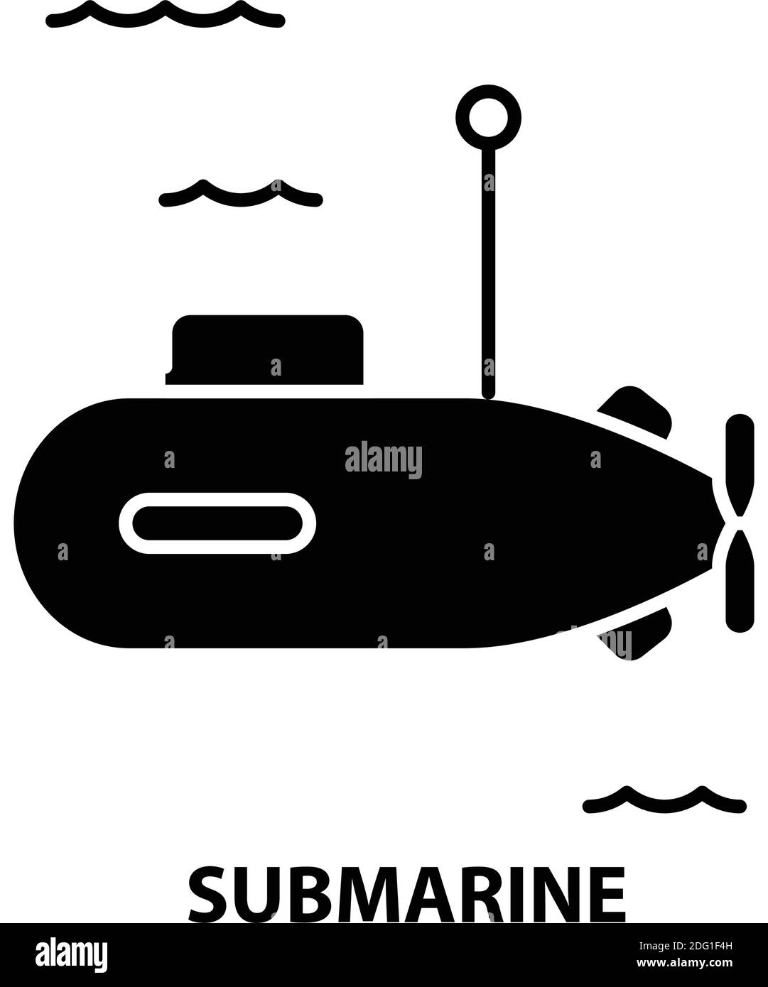 icono submarino, signo de vector negro con trazos editables, ilustración de concepto Ilustración del Vector