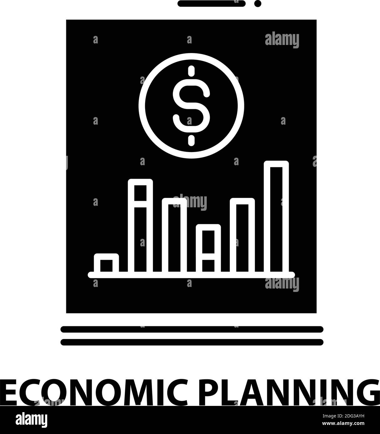 icono de planificación económica, signo de vector negro con trazos editables, ilustración de concepto Ilustración del Vector