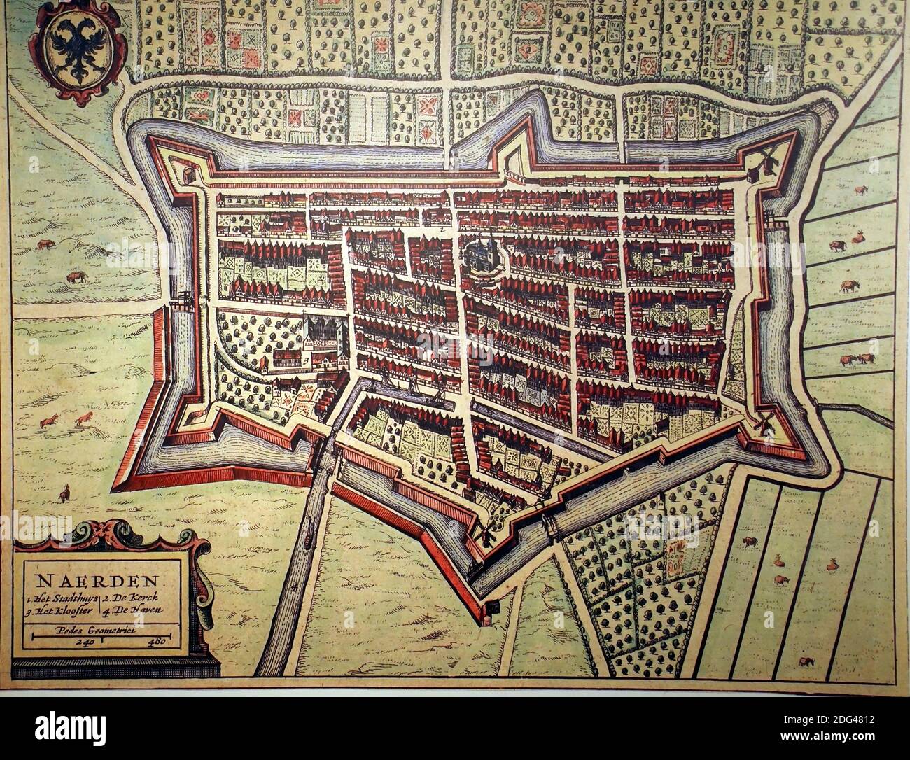 NAARDEN, PAÍSES BAJOS - Dic 13, 2018 - Mapa vintage de la ciudad fortificada de Naarden, países Bajos Foto de stock