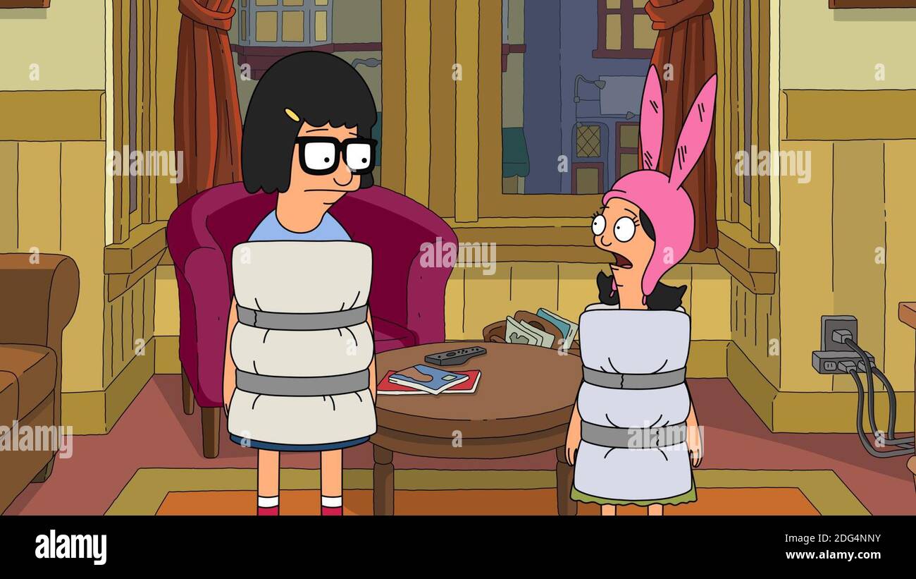 HAMBURGUESAS DE BOB, de izquierda a derecha Tina Belcher (voz Dan