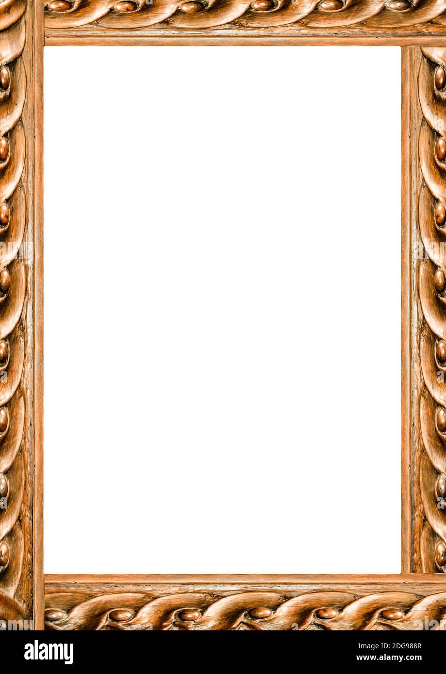 Marco blanco con bordes de madera ornamentado Fotografía de stock - Alamy