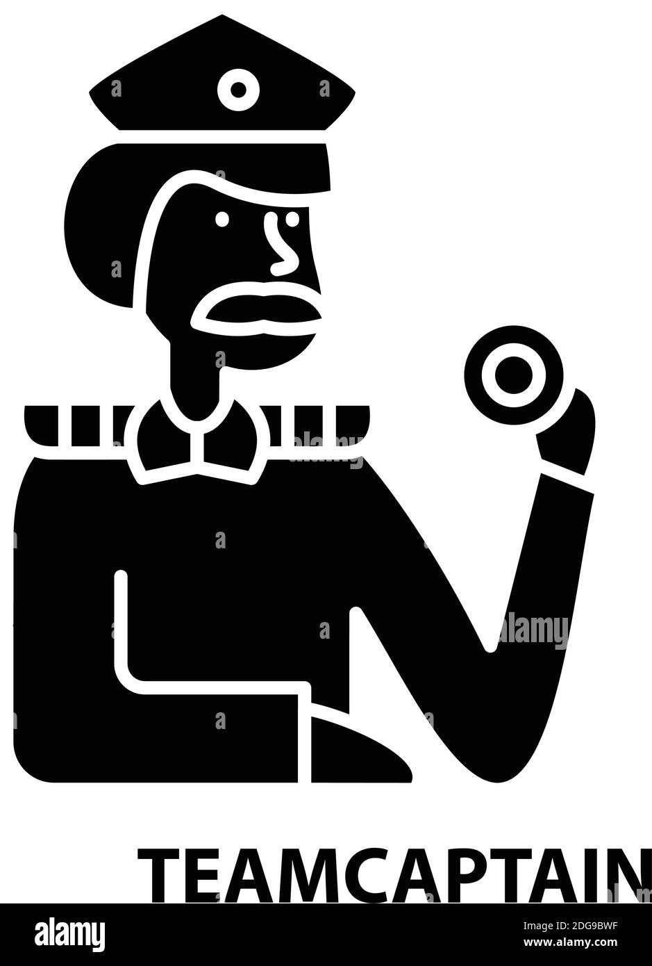 icono del capitán de equipo, signo de vector negro con trazos editables, ilustración conceptual Ilustración del Vector