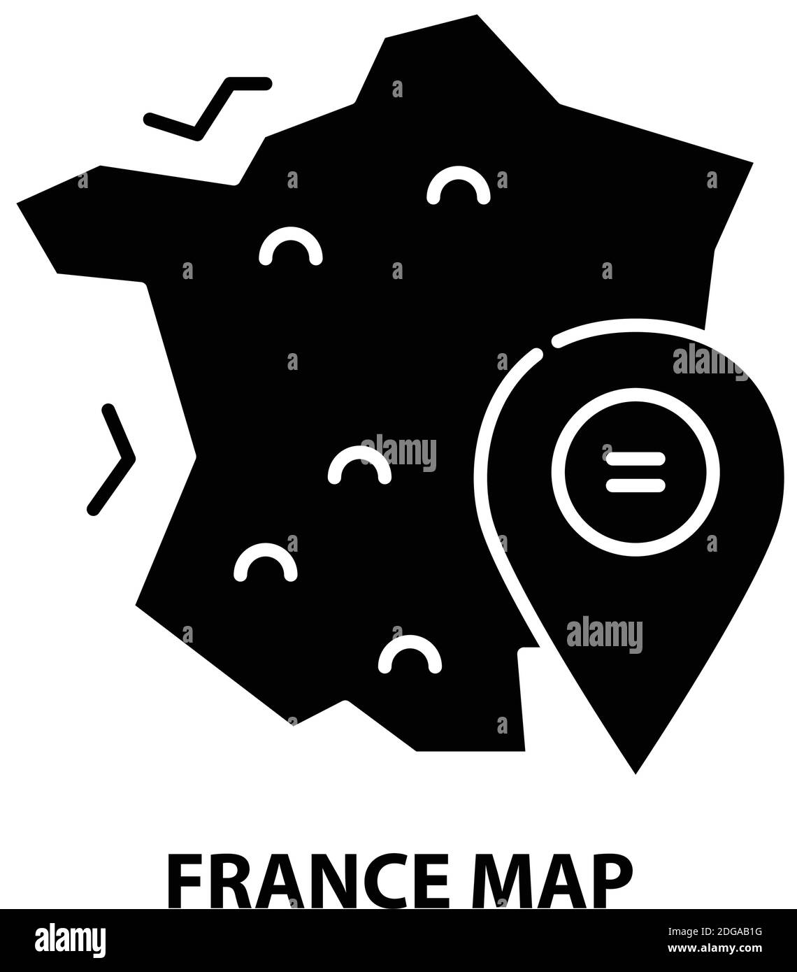icono de mapa de francia, signo de vector negro con trazos editables, ilustración conceptual Ilustración del Vector