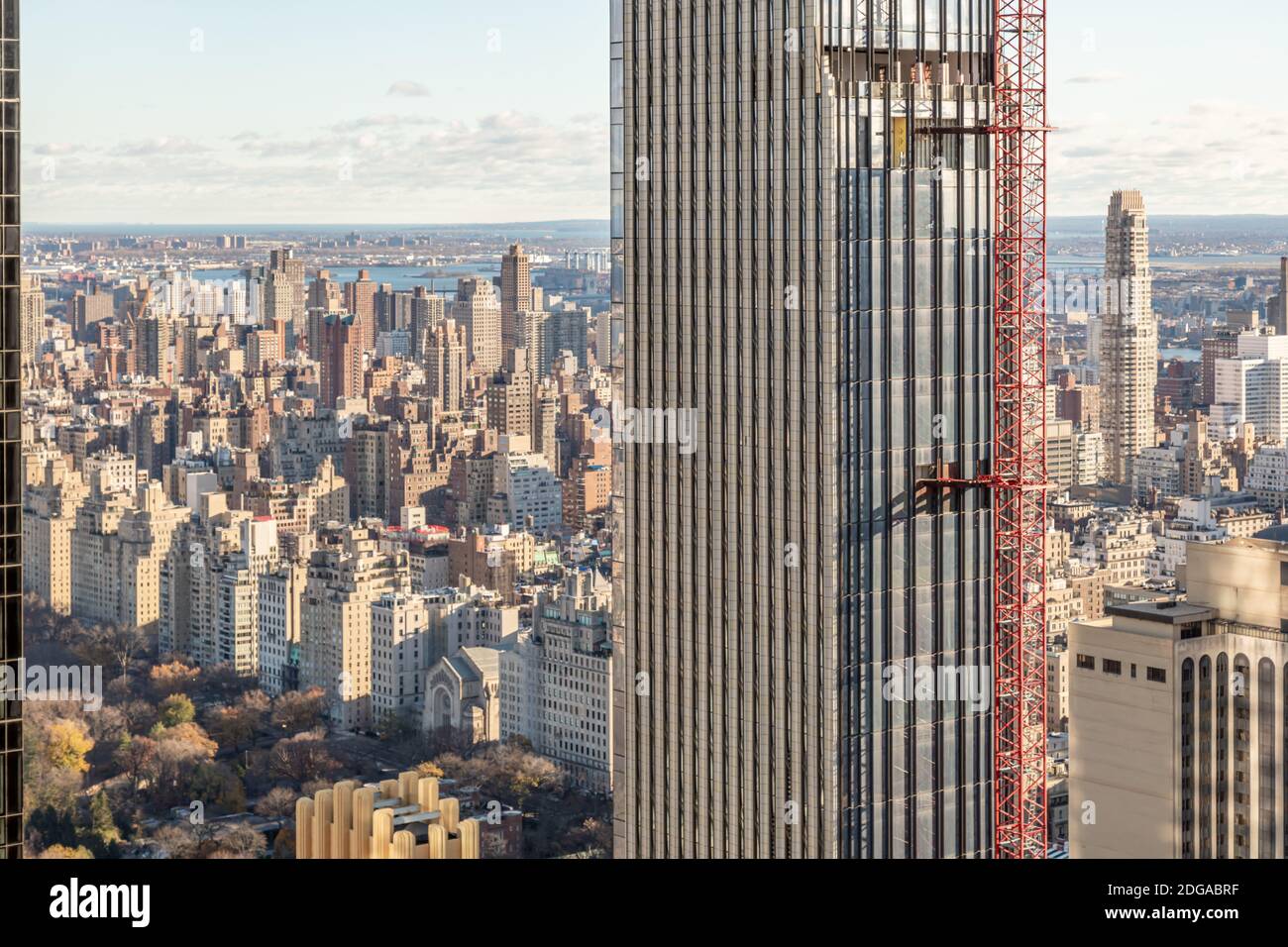 Vista aérea de 111 West 57th Street y alrededores, NY, NY Foto de stock