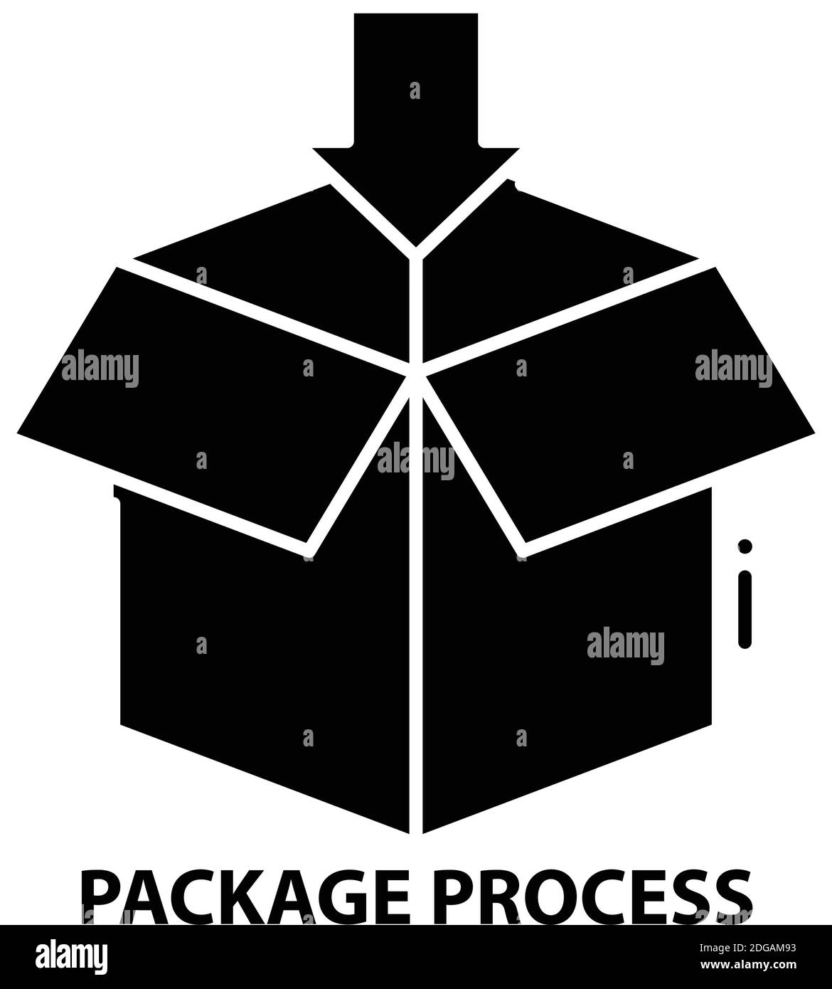 icono de proceso de paquete, signo de vector negro con trazos editables, ilustración conceptual Ilustración del Vector