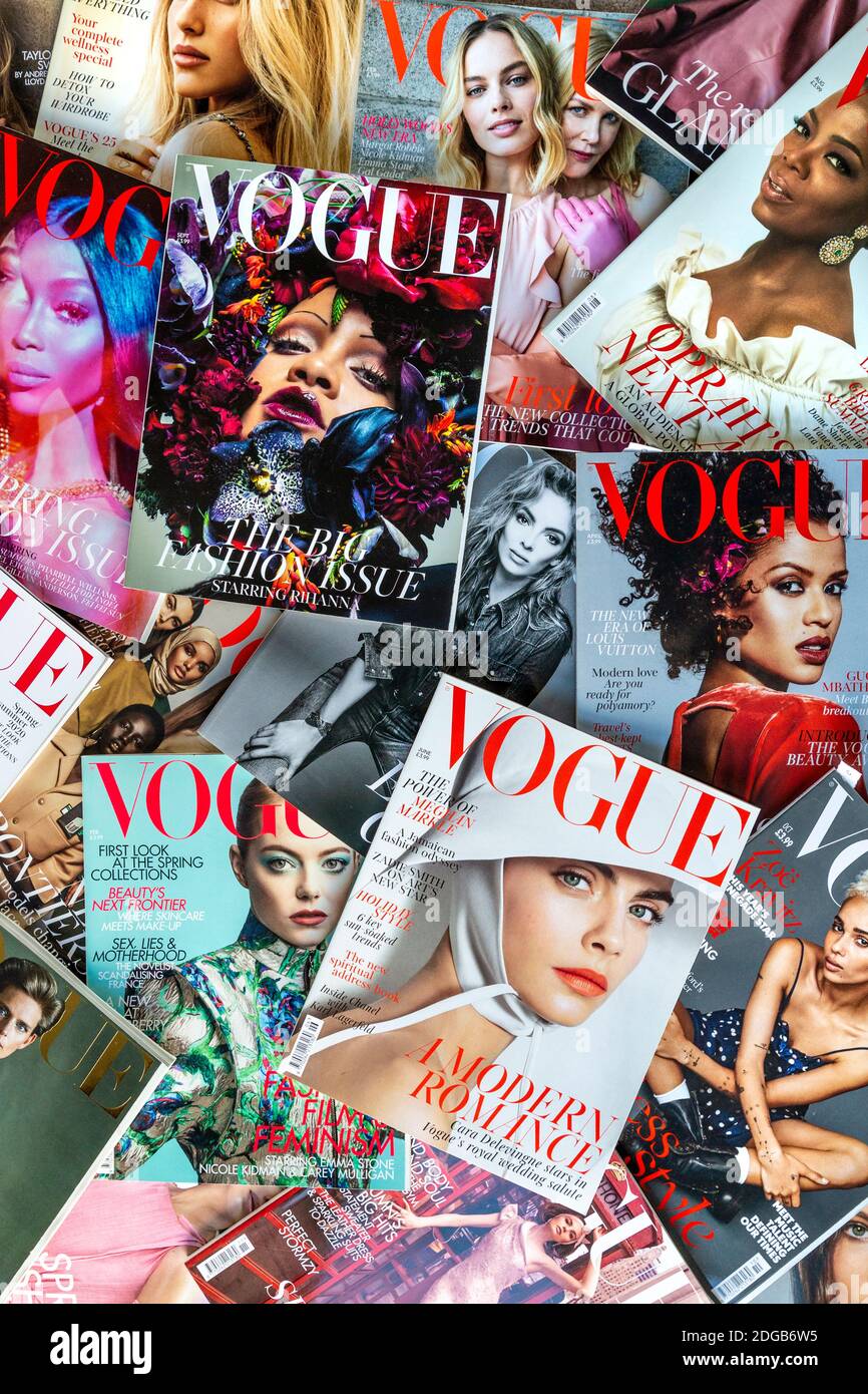Temas de la revista de moda Vogue se presentó Foto de stock