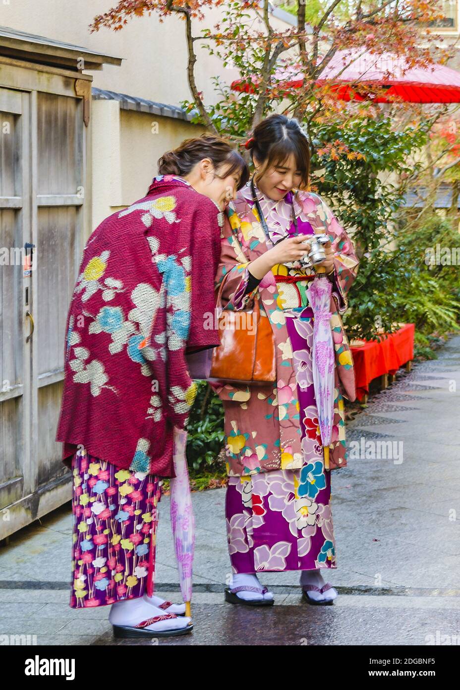 Mujeres jóvenes con traje de Geisha, Kioto, Japón Foto de stock