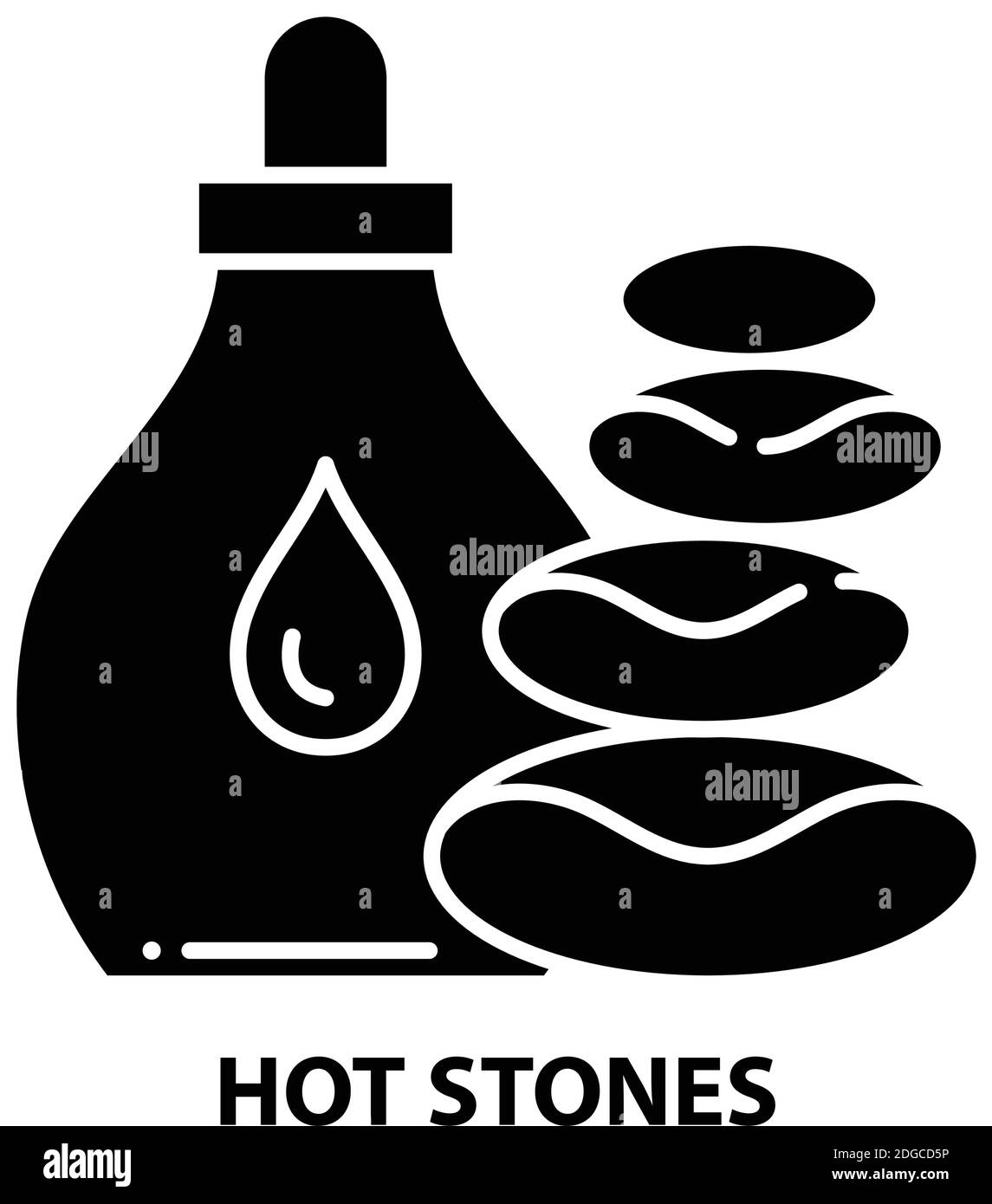 icono de piedras calientes, signo vector negro con trazos editables, ilustración de concepto Ilustración del Vector