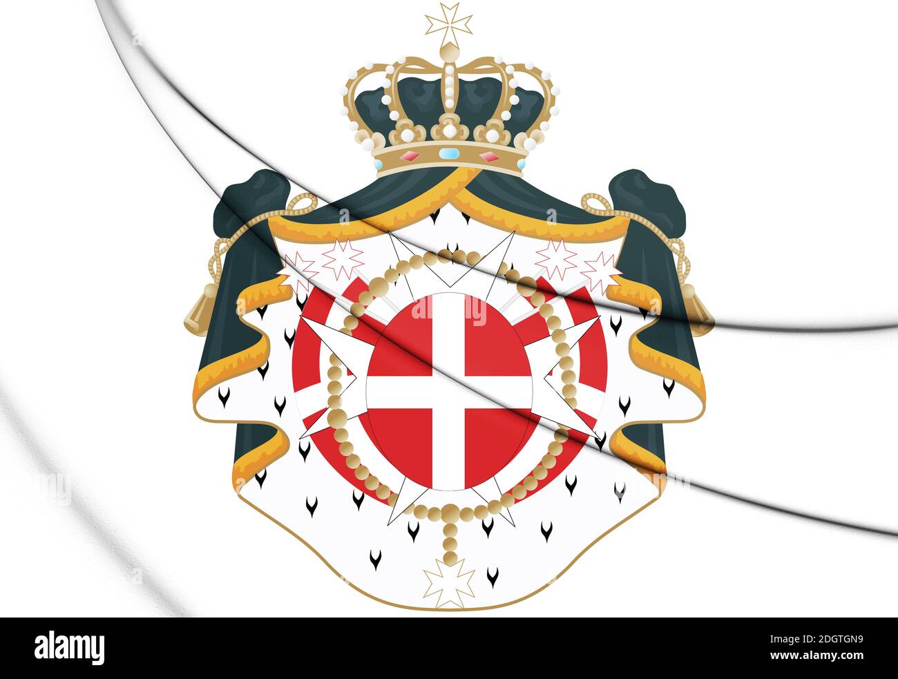 La Orden Soberana y Militar de Malta Escudo de armas. Ilustración 3D. Foto de stock