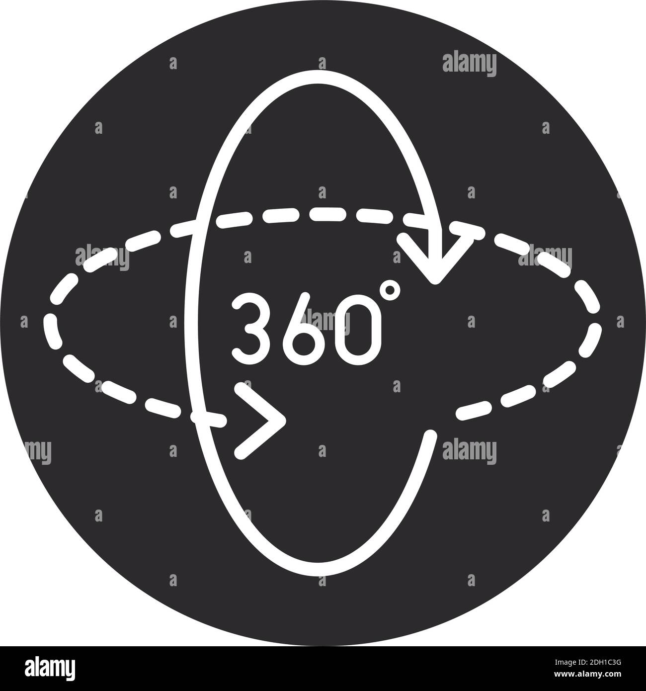 ángulo de realidad aumentada 360 grados vista vector ilustración silueta estilo Ilustración del Vector