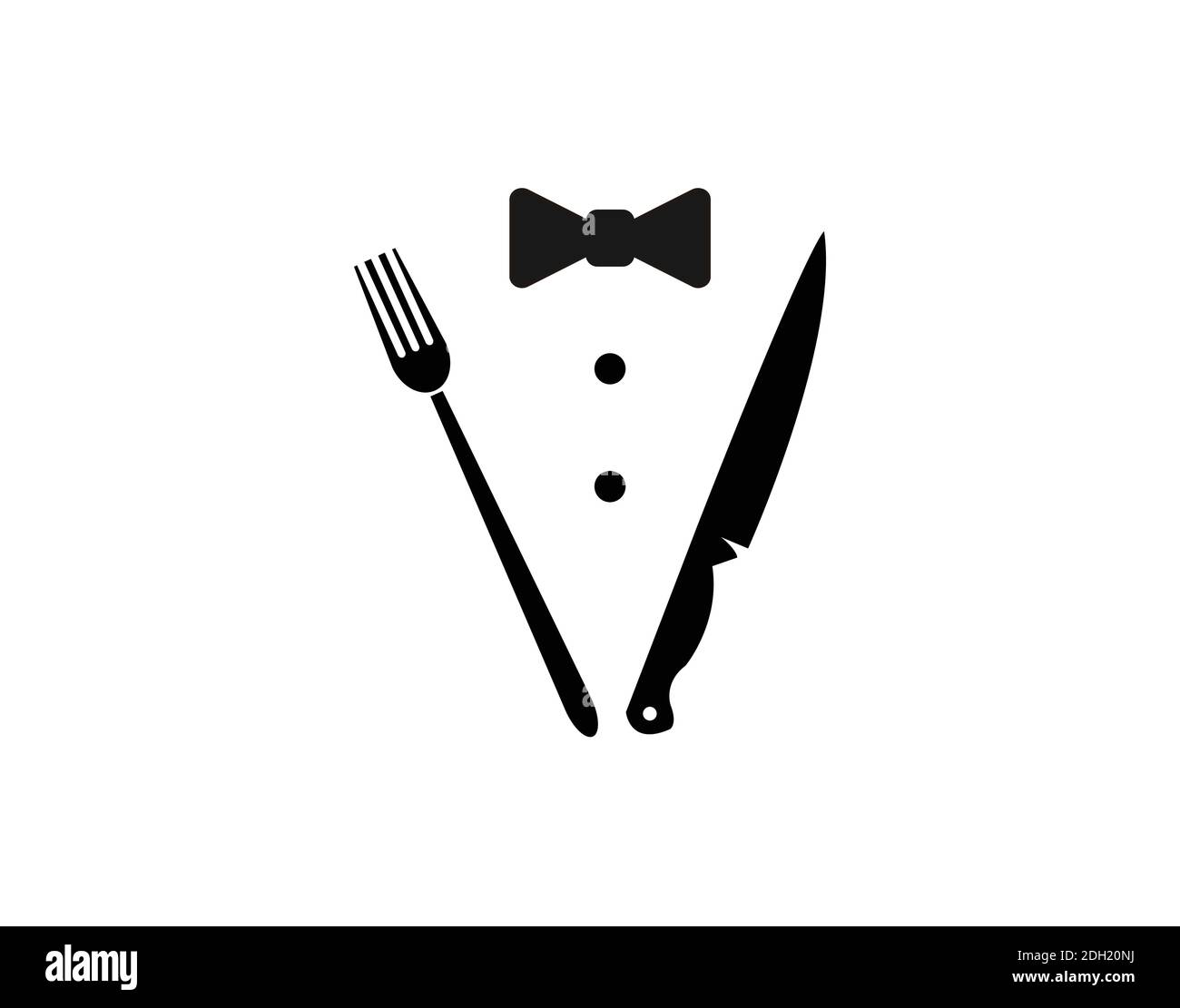 Tenedor cuchillo ribbonTuxedo Logo Design Hipster Retro para Restaurante  Imagen Vector de stock - Alamy