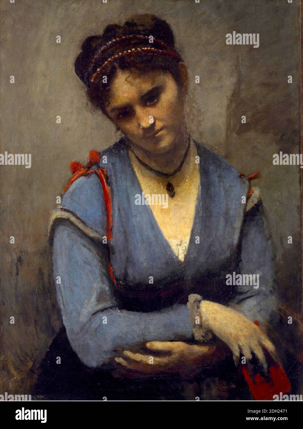 Retrato de Mariette Gambay (la Songerie de Mariette) por Jean-Baptiste Camille Corot 1869–1870 Foto de stock
