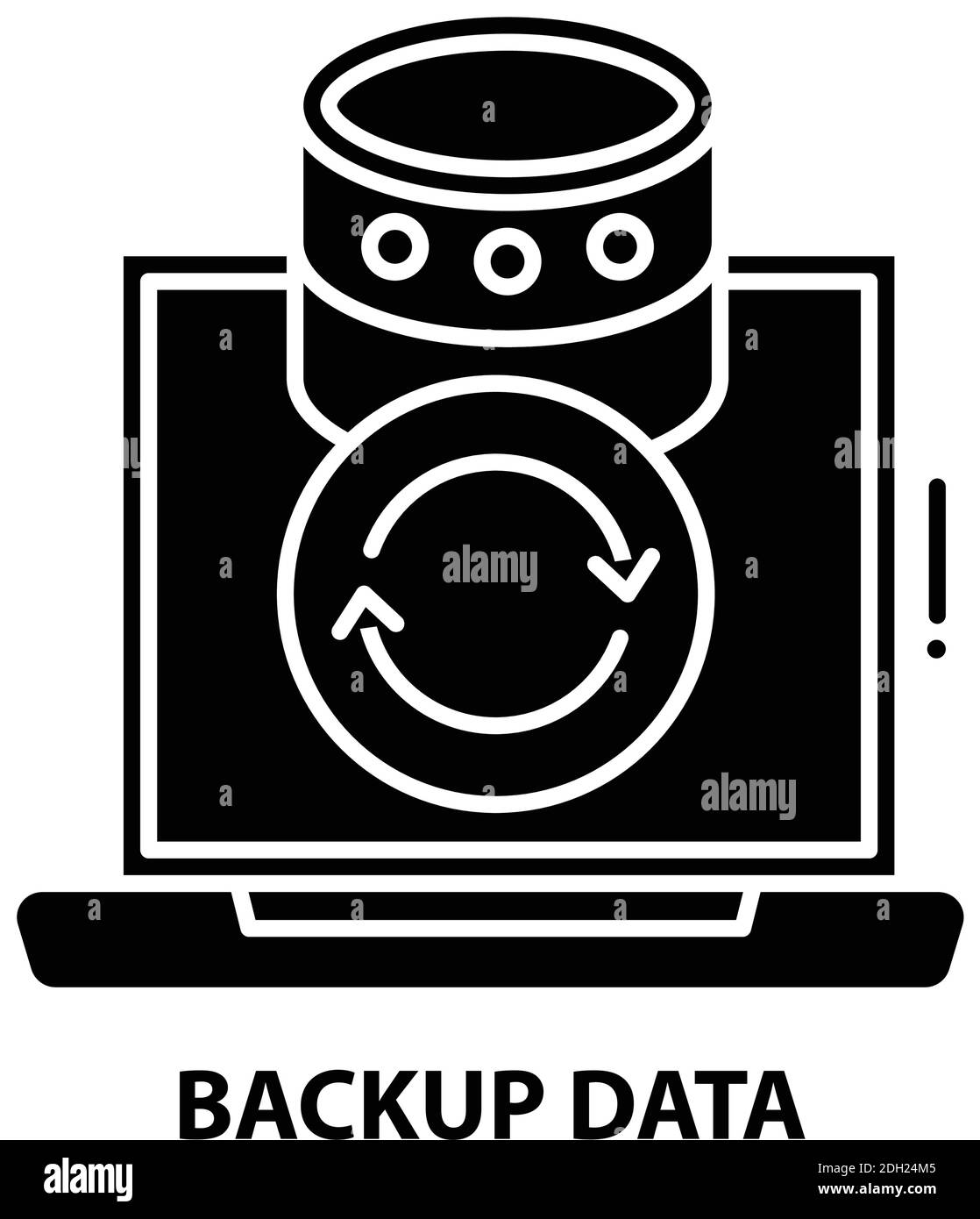 icono de símbolo de datos de copia de seguridad, signo de vector negro con trazos editables, ilustración de concepto Ilustración del Vector