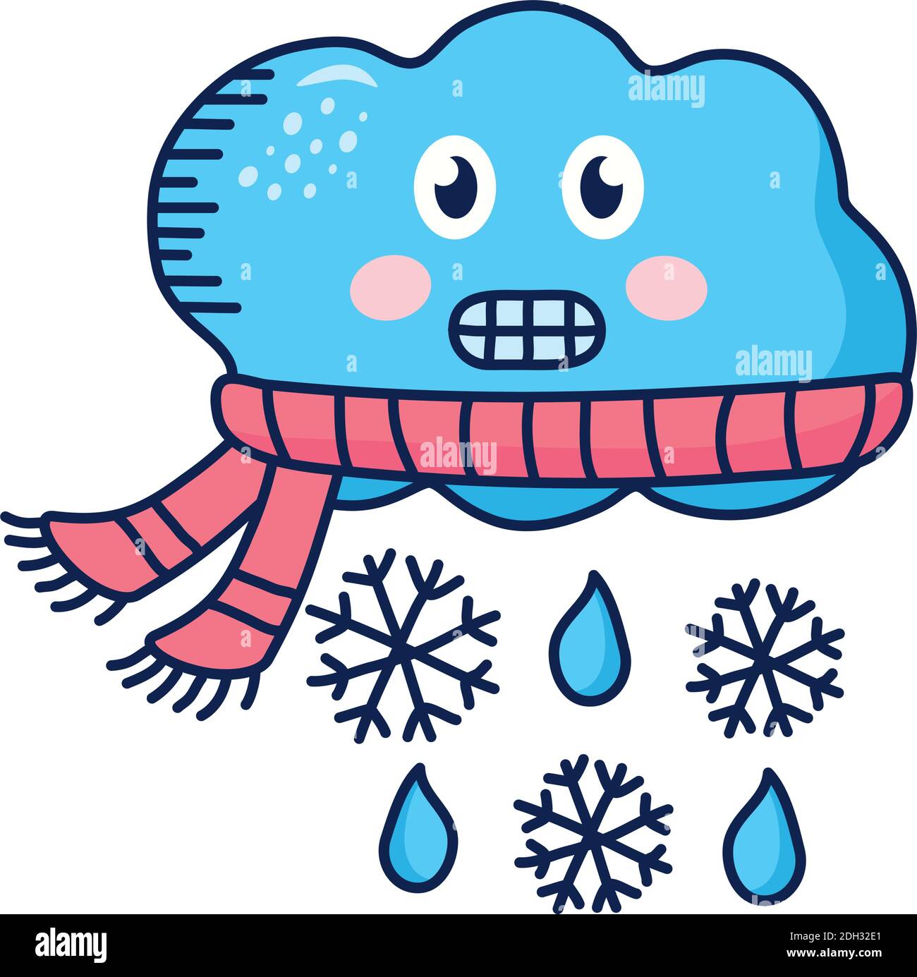 nube con bufanda con copos de nieve kawaii tiempo cómic carácter vector  diseño de ilustración Imagen Vector de stock - Alamy