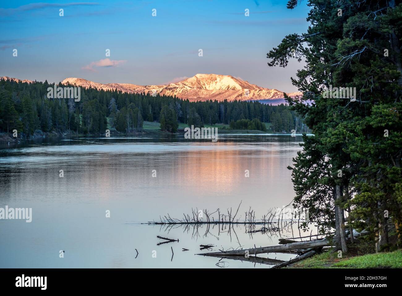 Con vistas al paisaje del Parque Nacional Yellowstone, Wyoming Foto de stock