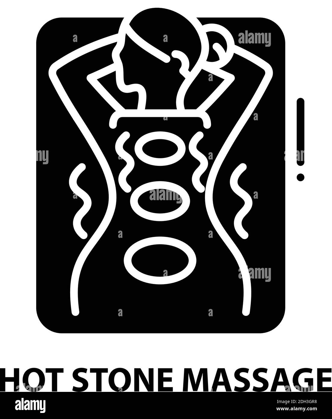 icono de masaje de piedras calientes, signo de vector negro con trazos editables, ilustración de concepto Ilustración del Vector