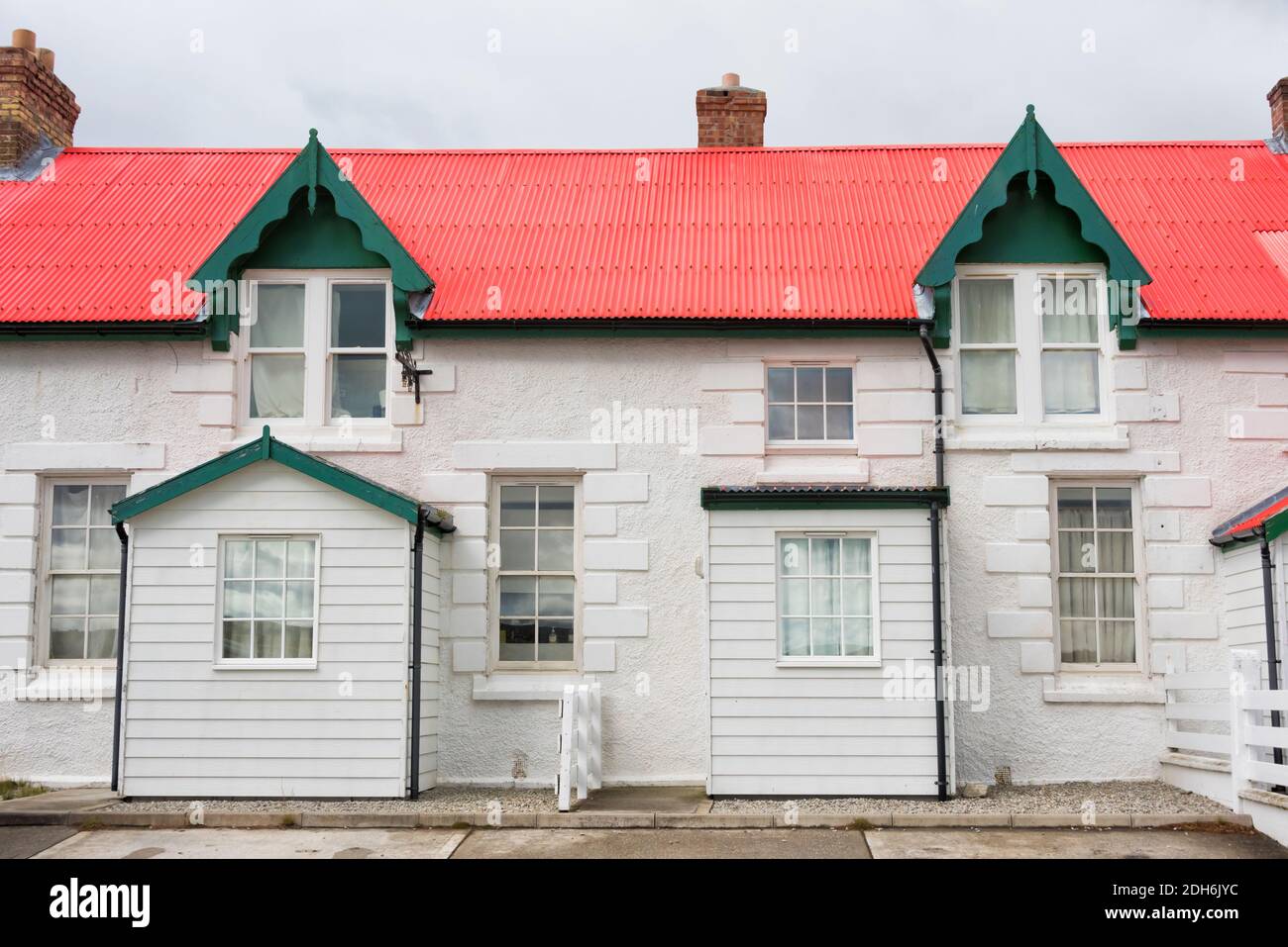 Pioneer Cottages (casas de campo de colonos originales), Port Stanley, Islas Malvinas Foto de stock