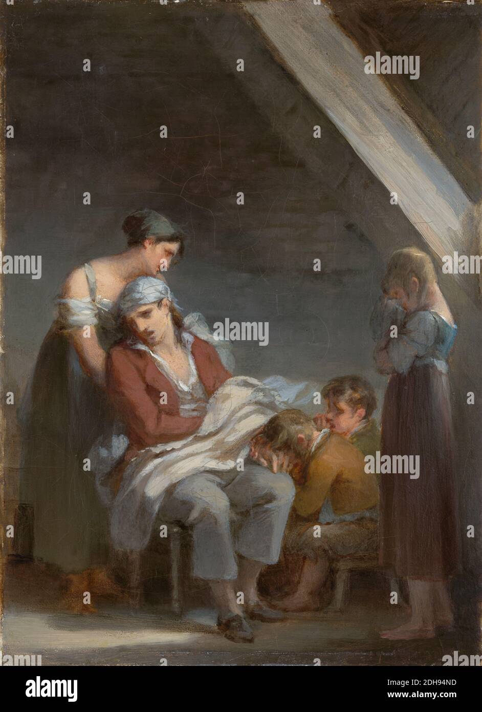 Une Famille dans la désolation, (una familia afectada por el duelo), pintura de Pierre-Paul Prud’hon, 1821 Foto de stock