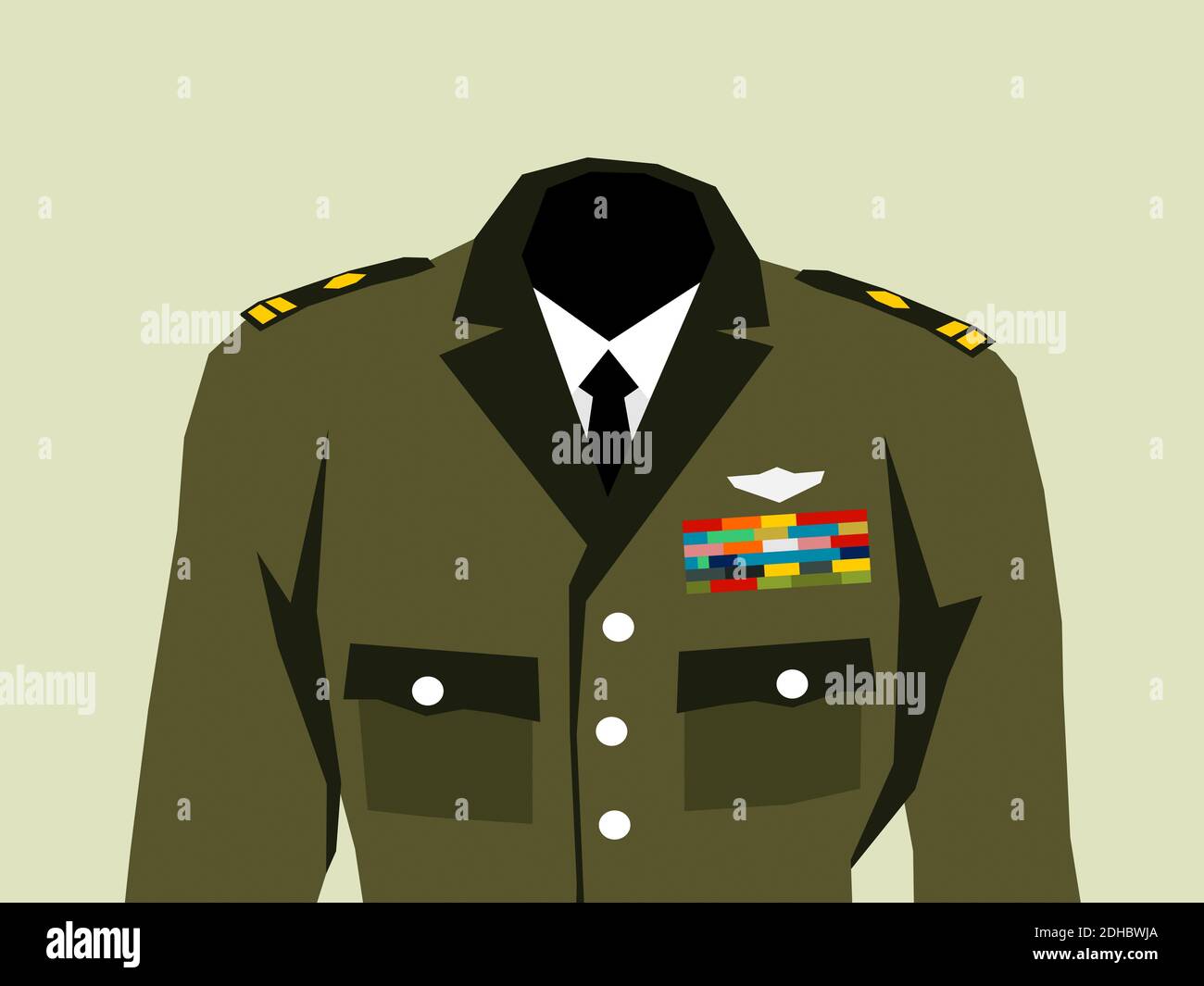 Uniforme militar con alto oficial rango insignia - elegante ropa khaki y  jerarquía en el ejército. Ilustración vectorial Fotografía de stock - Alamy