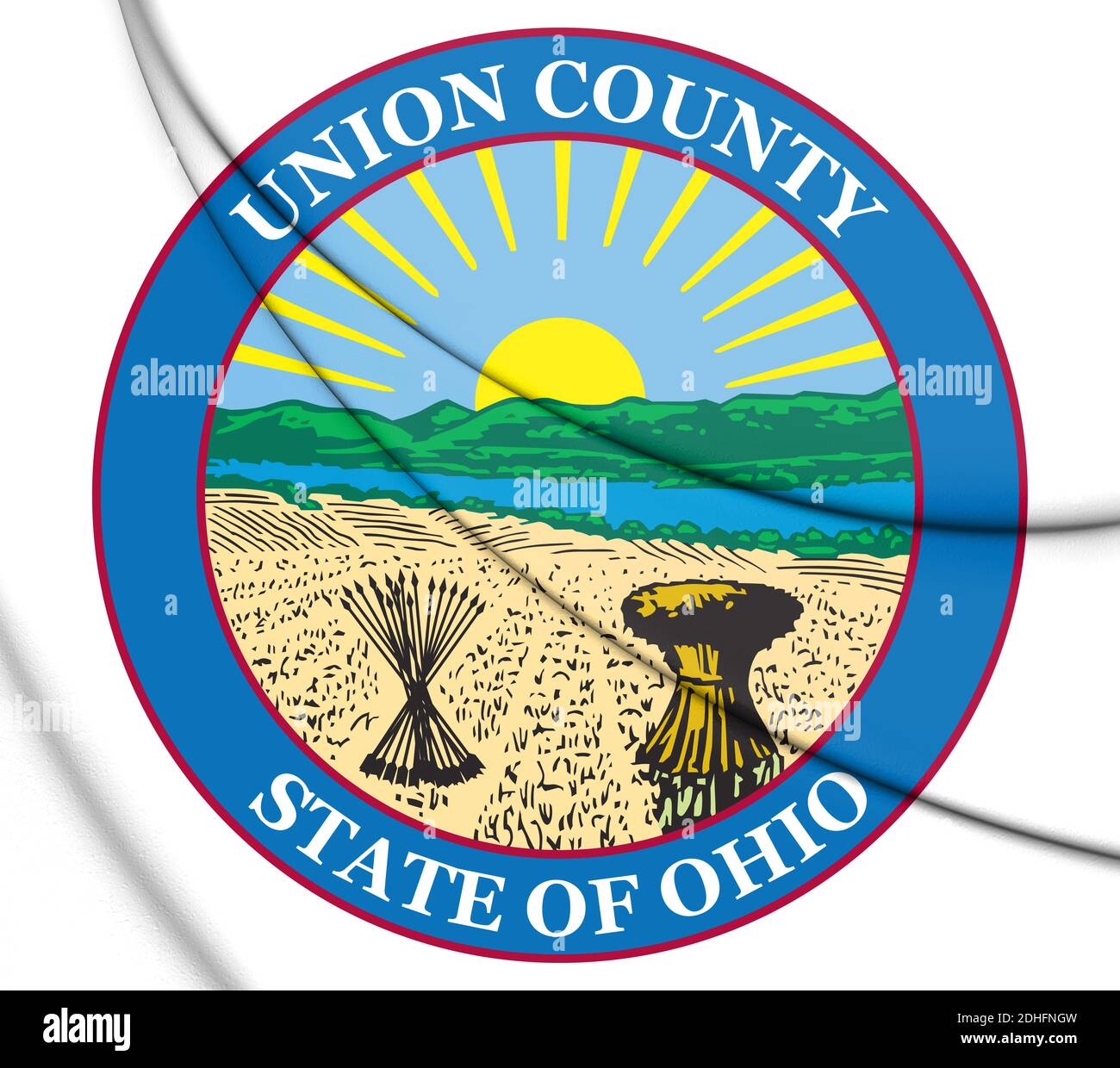 Sello 3D de Union County (Ohio), EE.UU. Ilustración 3D. Foto de stock