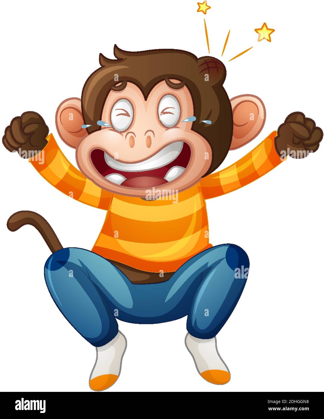 Un mono lindo vestido con una camiseta de dibujos animados aislados en  blanco ilustración de fondo Imagen Vector de stock - Alamy
